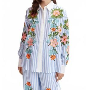 NEW ESSENTIEL ANTWERP hotswolds embroidered shirt in lake blue
